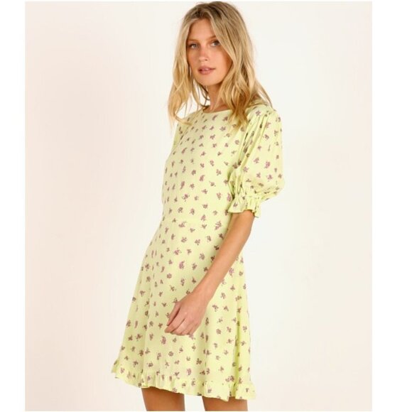Faithfull the Brand Florence Mini Dress Luda Lime Floral Size Small NWT - Picture 7 of 8